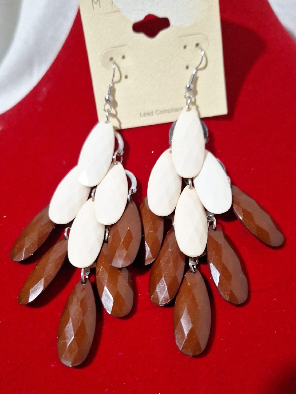 Elegant Cream and Brown Dangle Earrings - Women Jewelry